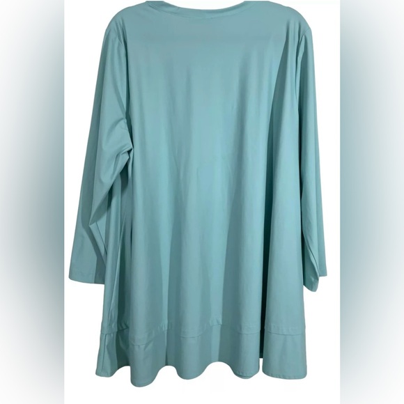 H P 🎉❣️NWT IC Collection Connie K Pleat Tunic Long Sleeve Aquamarine - Picture 7 of 12